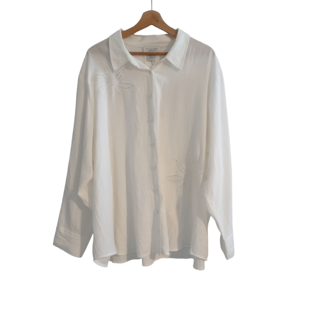 Calypso St. Barth Eyelet Lace Button Up Shirt NWT